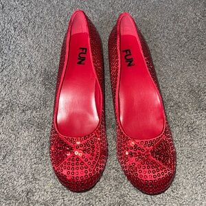 Red shoes sequins